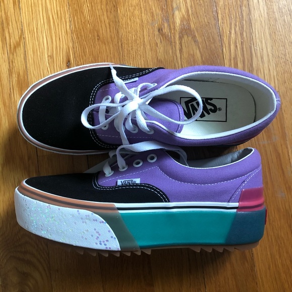 vans era stacked colour block trainers